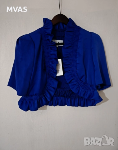 Ново дамско синьо болеро наметка M размер