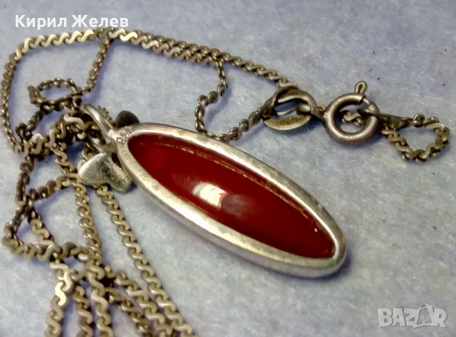 ПРЕЛЕСТНО СРЕБЪРНО КОЛИЕ ВЕРИЖКА със СКЪПОЦЕНЕН СРЕБЪРЕН ПЕНДАНТ СРЕБРО 925 с ШЛИФОВАН КАРНЕОЛ 40602, снимка 11 - Колиета, медальони, синджири - 50342278