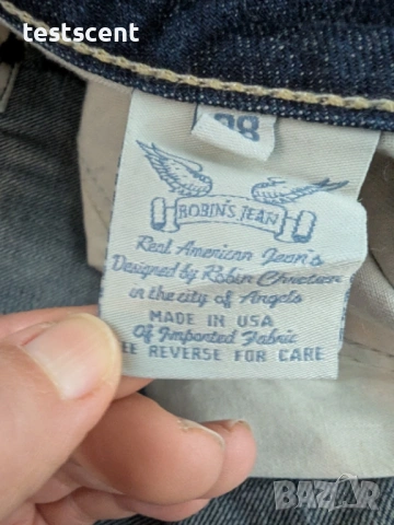 $229 Мъжки дънки Robin's Jean Mens Blue Denim Sz 38 W L 34" Red Cross Croco Made In USA , снимка 12 - Дънки - 53980755