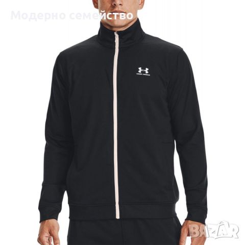 Мъжко спортно горнище under armour sportstyle tricot jacket black white, снимка 2 - Спортни дрехи, екипи - 46650582