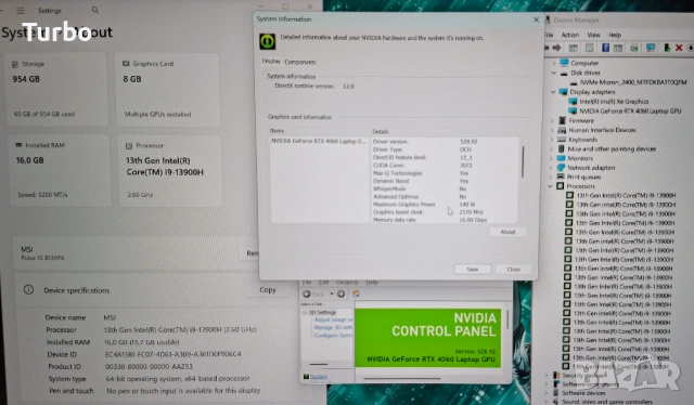 165Hz MSI Pulse Core i9-13900H/RTX 4060 140W 8GB GDDR6/16GB DDR5/1TB, снимка 5 - Лаптопи за игри - 54208673