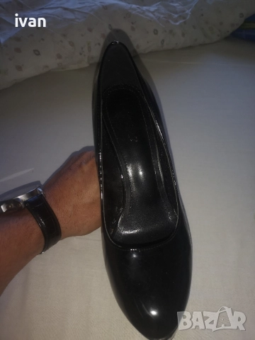 дамски официални дизайнерски обувки с ток лачени, снимка 3 - Дамски елегантни обувки - 51794401