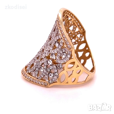 Златен дамски пръстен 6,61гр. размер:56 14кр. проба:585 модел:4832-1, снимка 2 - Пръстени - 53347904