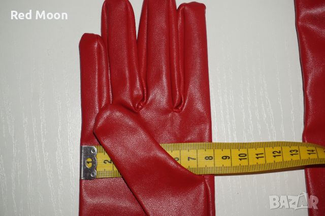Дълги Червени Ръкавици От Изкуствена Кожа Размер S , снимка 15 - Ръкавици - 45483312