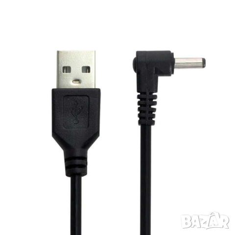 Кабел USB 2.0 - DC 5V, 3.5 мм, 1.35 мм, 1 м, Черен, снимка 1 - USB кабели - 45701132