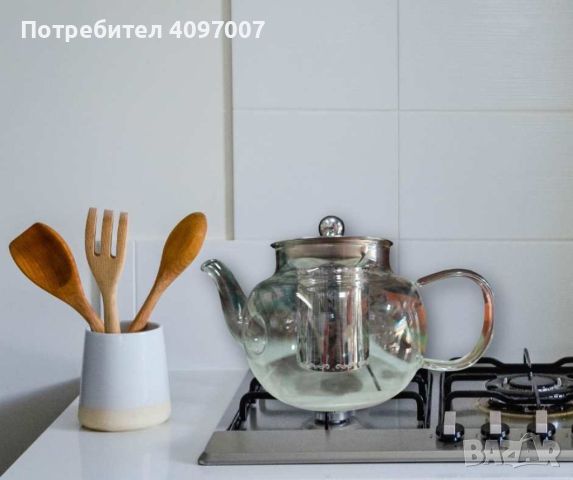 Прозрачен стъклен чайник с инфузер за кафе и чай, снимка 6 - Аксесоари за кухня - 45751423