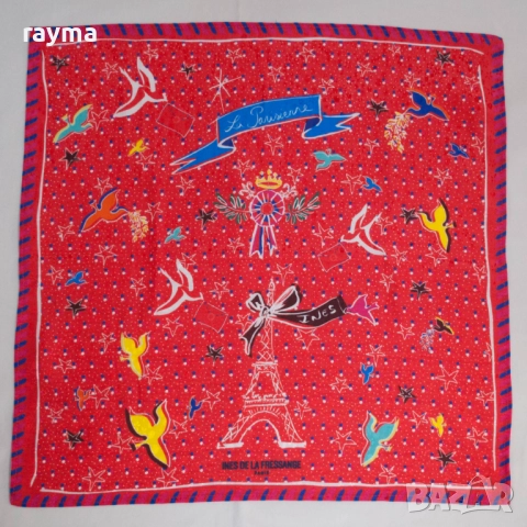 Ines De La Fressange/ La Parisienne копринен шал, снимка 4 - Шалове - 52098436