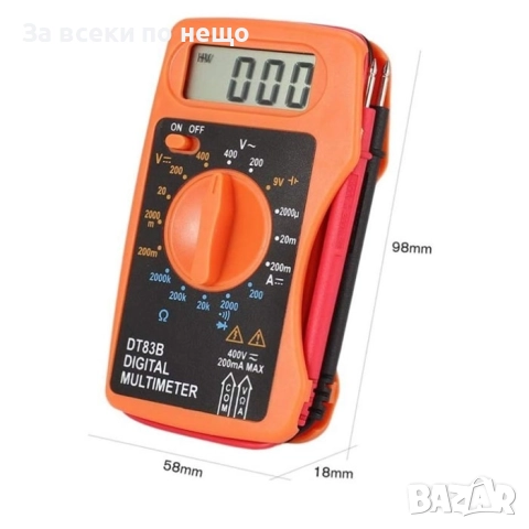 Дигитален мултиметър DT83B  263 – Мини мултицет с ръчен избор на обхват, снимка 3 - Други инструменти - 52332059