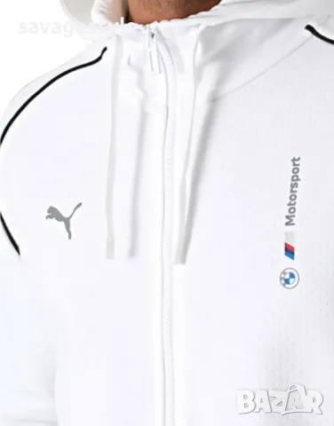 Спортно горнище PUMA x BMW M Motorsport Hooded Jacket White, снимка 3 - Спортни дрехи, екипи - 49218609