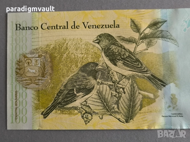 Банкнота - Венецуела - 100 боливара UNC | 2017г., снимка 3 - Нумизматика и бонистика - 52682028