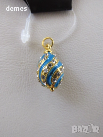 Фино дамско колие с висулка- Яйце Фаберже, ново, снимка 2 - Колиета, медальони, синджири - 52724613