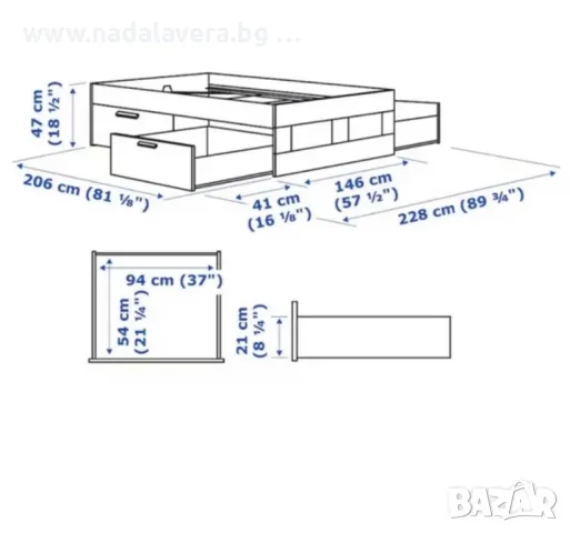 Спалня IKEA  BRIMNES “Queen” ИКЕА 200см на 160см , снимка 7 - Спални и легла - 46914792