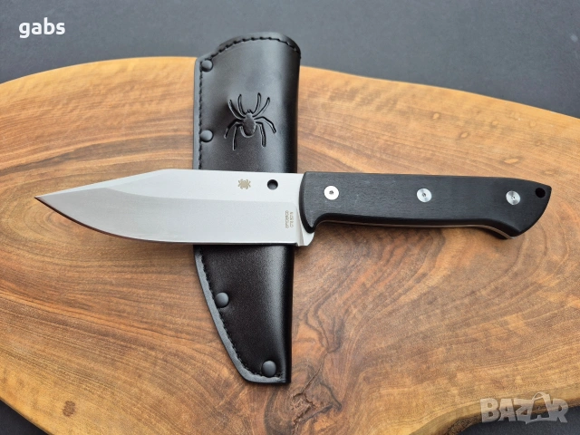 Фиксиран нож Spyderco Province FB45GP,фултанг с кожена кания, снимка 3 - Ножове - 53960323
