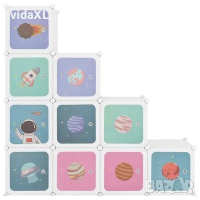 vidaXL Детски кубичен шкаф за съхранение с 10 куба, бял, PP (SKU:340577), снимка 3 - Шкафове - 48254848