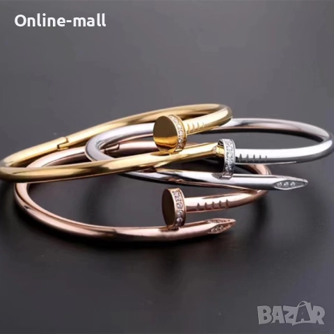 Луксозна дамска гривна Пирон Cartier златна, сребърна или розово злато, снимка 3 - Гривни - 52424199