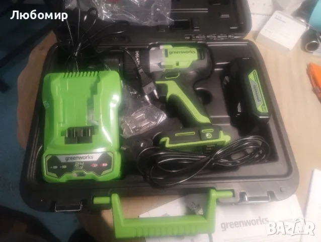 Greenworks 24V 1/2" 530 in-lbs ударна бормашина DDG402 с 2Ah батерия и зарядно устройство, снимка 5 - Други инструменти - 48875978