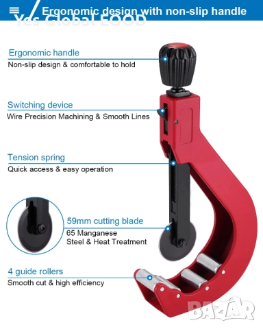BAOSHISHAN ножица за PVC тръби 50–120 мм за твърди пластмаси, снимка 6 - Други инструменти - 52936697