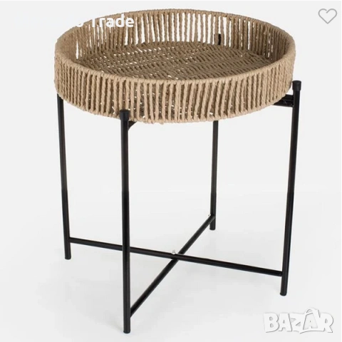 Декоративна плетена масичка Mercado Trade, Метал, Кафяв