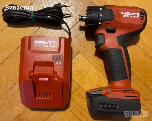 Акумулаторен Винтоверт HILTI SFE 2-A12 12V батерия 2Ан и зарядно HILTI C4/12-50 Малък компактен и мо, снимка 7 - Винтоверти - 48329861