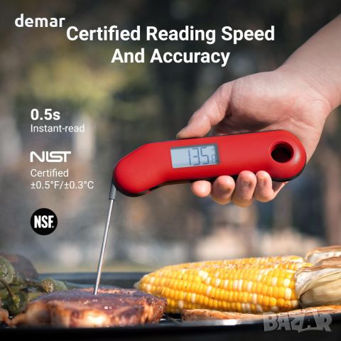 Цифров термометър за месо, Термометър за храна с незабавно отчитане по-малко от 1 секунда, IP67, снимка 2 - Други стоки за дома - 45671421