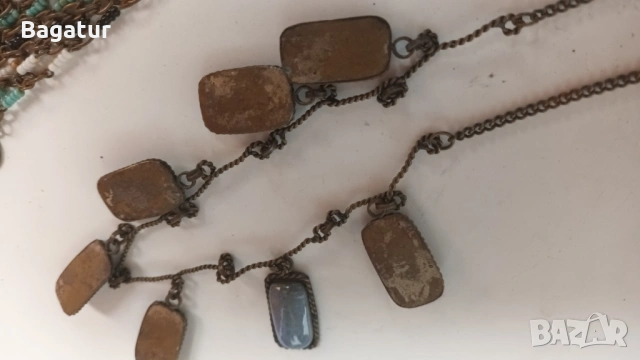 Лот етно,гердан,бижу,накит,Бохо стил,камък,бронз,мъниста, снимка 10 - Антикварни и старинни предмети - 54044341