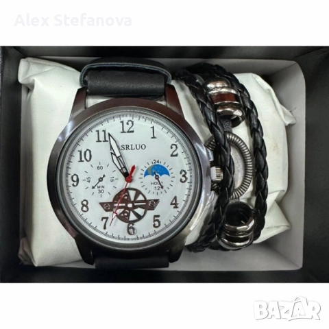 Мъжки часовник с големи цифри и подаръчна гривна – стил и практичност в готов комплект, снимка 5 - Мъжки - 52812277