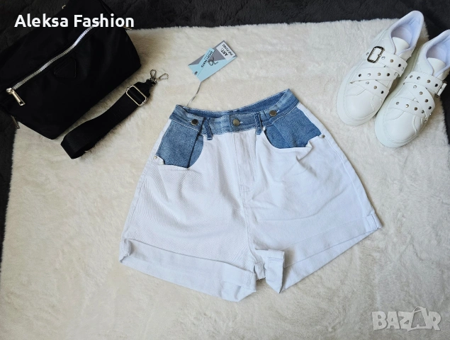Дамски къси дънкови панталонки със син деним в горбата част , снимка 9 - Къси панталони и бермуди - 49579980