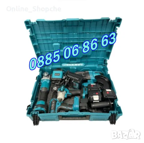 Комплект лазерен нивелир, перфоратор, винтоверт, гайковерт/импакт и ъглошлайф 36V с 3 батерии, снимка 3 - Други инструменти - 49628763