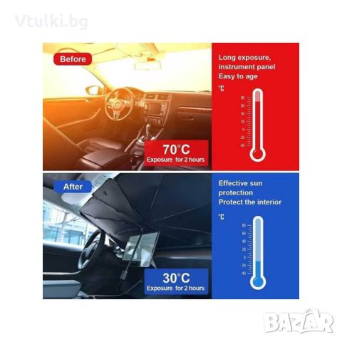 ЧАДЪР СЕННИК ПРОМО за кола - UV защита, 135x75 см, сребрист/черен, снимка 4 - Аксесоари и консумативи - 46612245