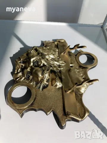 Бронзова , стара мастилница , Царство България , масивна, детайлна изработка., снимка 6 - Други ценни предмети - 49945760