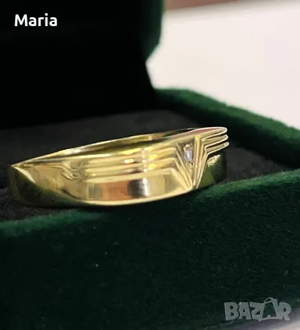 Пръстен жълто злато и брилянт Unisex, снимка 6 - Пръстени - 49970719