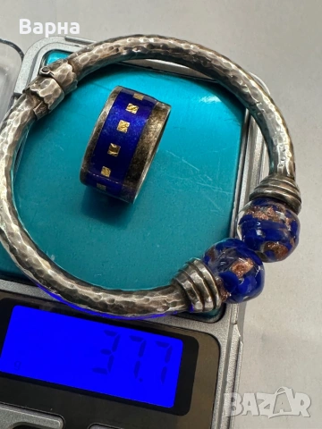 Сребърна гривна и пръстен, снимка 2 - Бижутерийни комплекти - 53622275