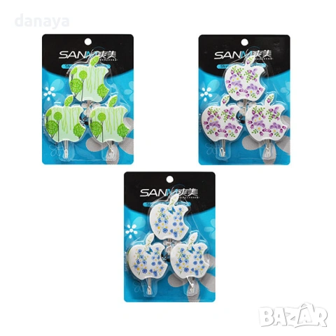 6389 Самозалепващи закачалки Ябълки, 3 броя, снимка 5 - Други - 53365507