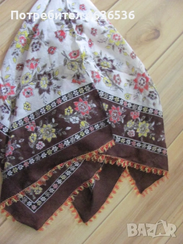 Стара кърпа за носия , памук, ръчно плетена дантела, снимка 5 - Антикварни и старинни предмети - 53466398