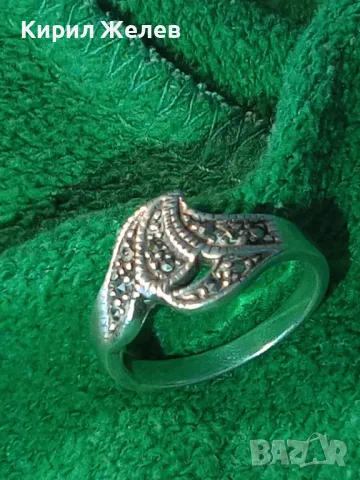 СКЪПЕЦЕНЕН МАРКАЗИТЕН СРЕБЪРЕН ПРЪСТЕН СРЕБРО 925 РЪЧНА ЮВЕЛИРНА ИЗРАБОТКА 47959, снимка 11 - Пръстени - 50115972