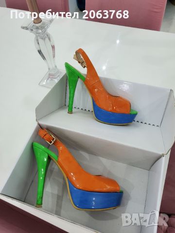 Оранжеви лачени обувки, снимка 2 - Дамски обувки на ток - 46206744