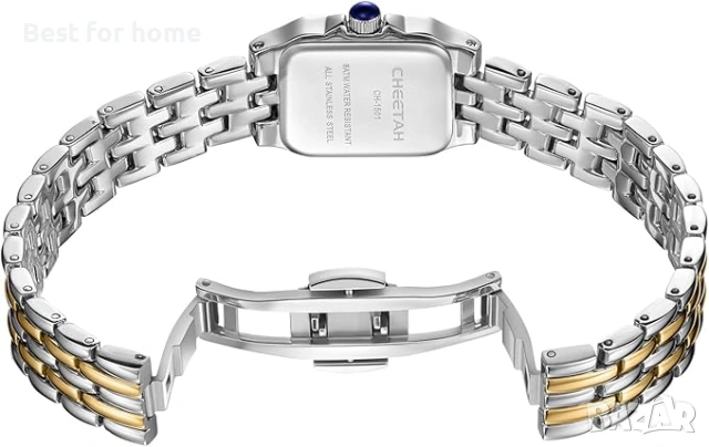 Дамски златни часовници CHEETAH с малка винтидж гривна, правоъгълен корпус, римски циферблат, снимка 5 - Дамски - 53444368