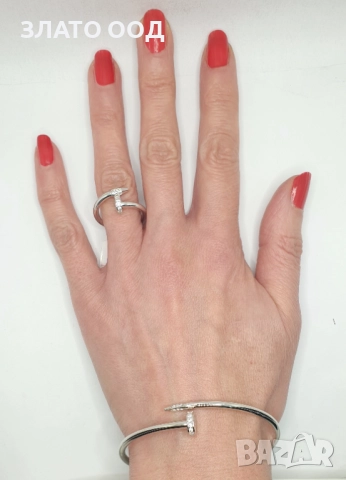 Златни твърди гривни и пръстени 14К Пирон  тип белезник