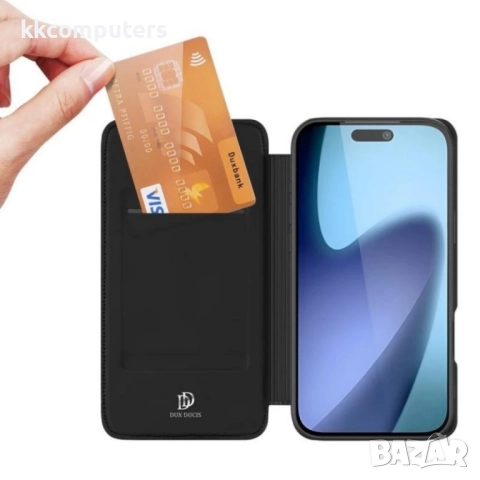 Кожен калъф тефтер Dux Ducis SKIN PRO, За iPhone 17 Pro Max (6.9), Черен и Протектор, снимка 2 - Калъфи, кейсове - 52073054
