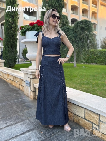 Дълга дънкова  пола с капси XS, S, M , L, XL, снимка 5 - Поли - 52443185