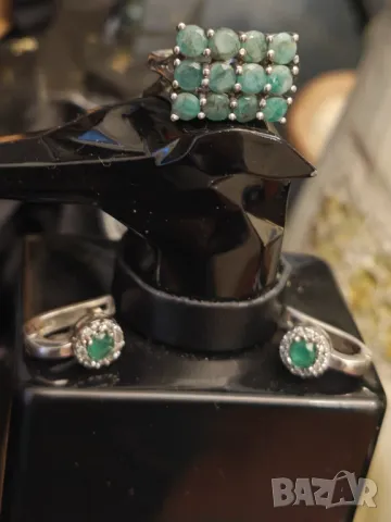 Сребърен лот с натурални смарагди , снимка 2 - Бижутерийни комплекти - 49496891
