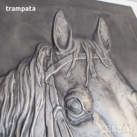 Стара Немаска белереф картина дърво метал Конска глава , снимка 5 - Картини - 52619819