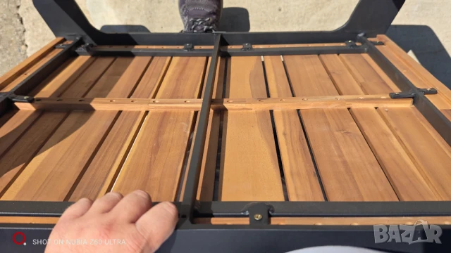 Ниска градинска маса за кафе (метал и дърво) LUX, снимка 6 - Градински мебели, декорация  - 51383196