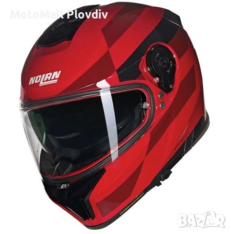 Каска Nolan N80-8 Alfiere N-Com 346 Red Black – Гланц ECE 22.06, снимка 3 - Аксесоари и консумативи - 51891979