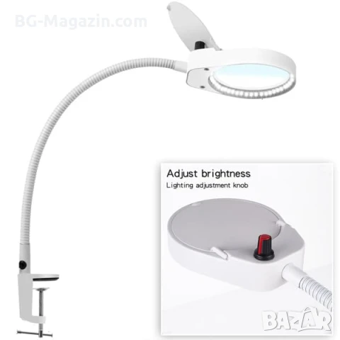 Професионална голяма увеличителна настолна лупа с щипка LED осветление за четене гоблени бродиране, снимка 7 - Други инструменти - 50920943