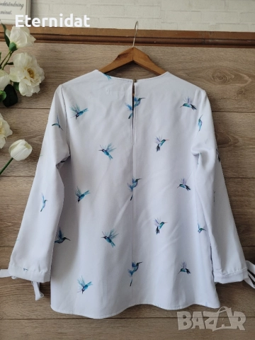 Елегантна блуза с колибри , снимка 4 - Блузи с дълъг ръкав и пуловери - 51863352