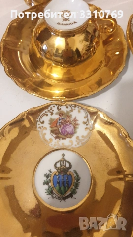 Луксозен немски порцеланов позлатен сервиз за кафе от Бавария. , снимка 3 - Сервизи - 53802000