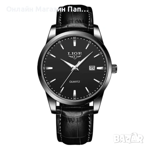 LIGE 89143 Дамски кварцов часовник с календар, водоустойчив, кожена каишка, снимка 12 - Дамски - 54053965
