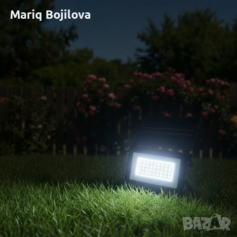 Соларна лампа COBA CB-LD180 (126 LED) — мощен външен прожектор със сензор за здрач, IP67, снимка 3 - Соларни лампи - 53354378
