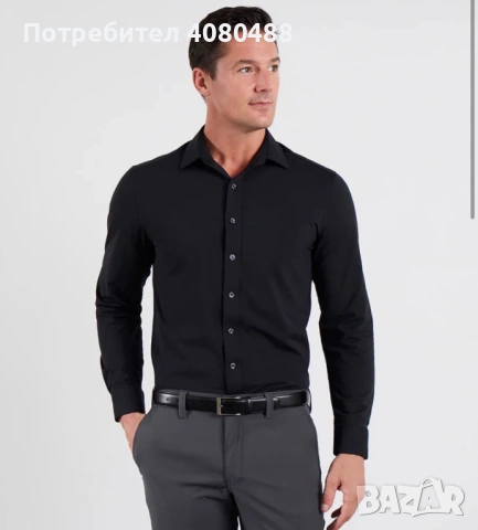 Черна мъжка риза с дълъг ръкав